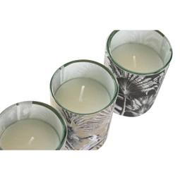 Gyertya szett trópusi mintás 5x5x6 cm 3 féle S/3