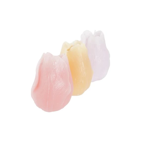 Gyertya szett tulipán alakú 5x5x7 cm 3 féle S/3