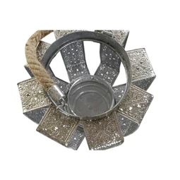 Gyertyatartó kötéllel 21x21x23 cm