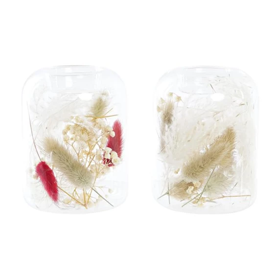 Gyertyatartó szárazvirág 8x8x11 cm 2 féle
