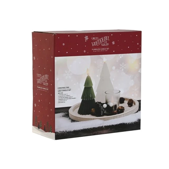 Gyertyatartó szett LED-es gyertyával 26x12x26 cm S/4