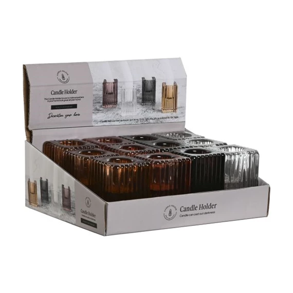 Gyertyatartó szögletes 4x4x6 cm 4 féle