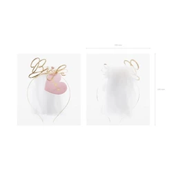 Fejpánt fátyollal fém 50cm fehér