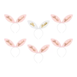 Fejpánt nyuszifüllel "Bride Babes" felirattal műanyag 29x25cm rózsaszín, fehér S/6