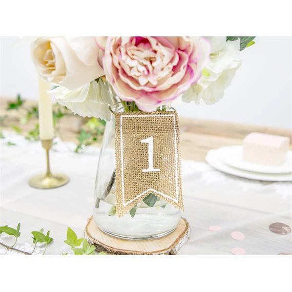 Juta asztalszámok fehér 7x10,5 cm S/20