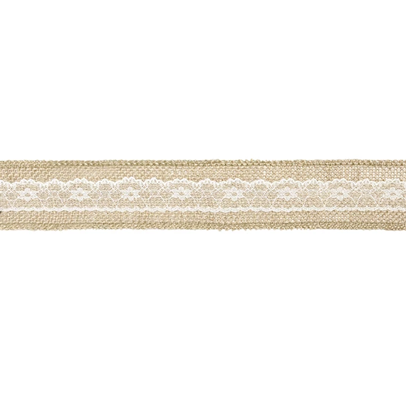 Juta szalag csipkével 5x500 cm
