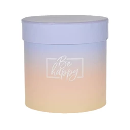 Kalapdoboz "Be happy" felirattal 11x11 cm