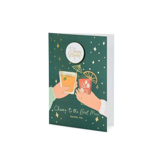 Kártya zománc kitűzővel vőlegény csapat, 10,5x15 cm