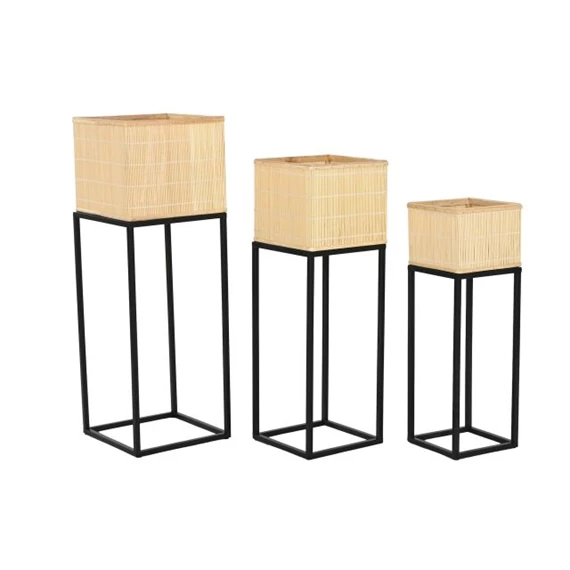 Kaspó szett állvánnyal 28x28x80 cm S/3