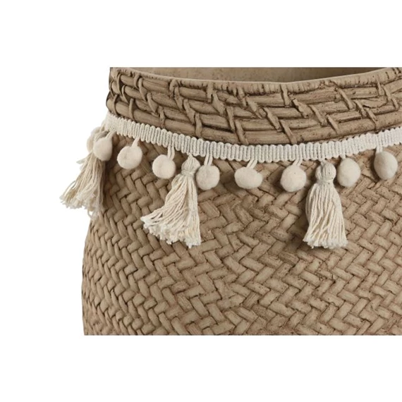 Kaspó szett pomponnal 30x29x25 cm S/2