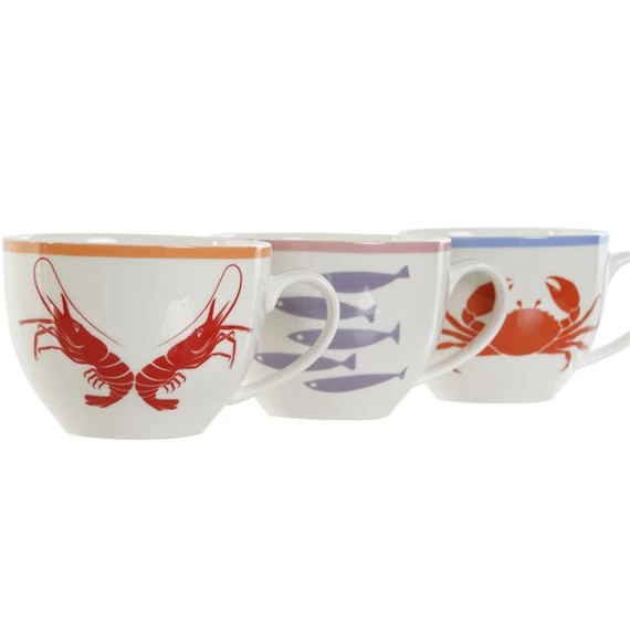 Kávés készlet, rák, hal mintával 12x9x7 cm 3 féle