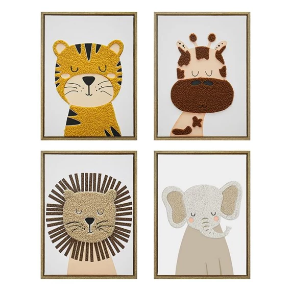 Kép keretes, állatok 30x2,5x40 cm 4 féle