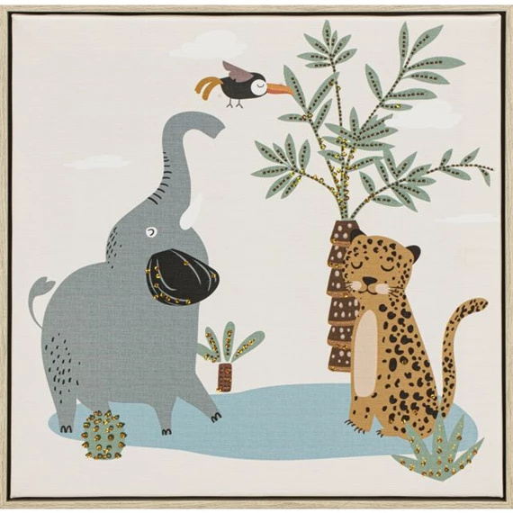 Kép keretes, dzsungel állatok 35x2,6x35 cm 2 féle