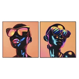 Kép keretes, nő szemüvegben 80x3,5x80 cm 2 féle