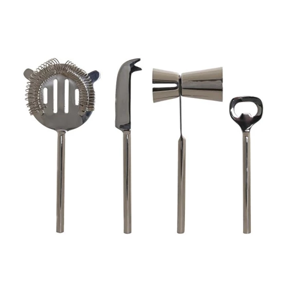 Koktél szett krómozott 37x9x18 cm S/4