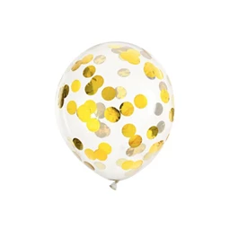 Konfetti lufi körök 30 cm arany S/6