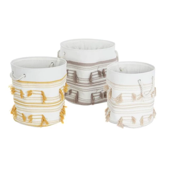Kosár szett bojtos 43x43x45 cm S/3