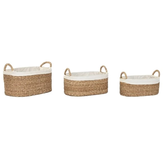 Kosár szett füllel, ovális 56x36x25 cm S/3