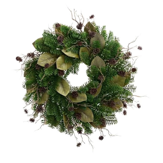 Koszorú fenyővel, tobozzal, babérral 45 cm