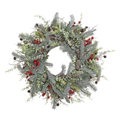 Koszorú fenyővel, tobozzal, bogyóval, eukaliptusszal 55 cm