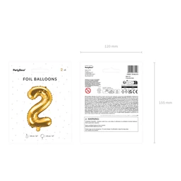 Lufi 2-es szám fólia 35 cm arany