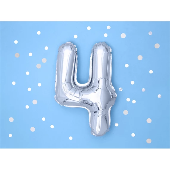 Lufi 4-es szám fólia 35 cm ezüst