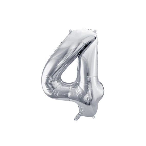 Lufi 4-es szám fólia 72 cm ezüst