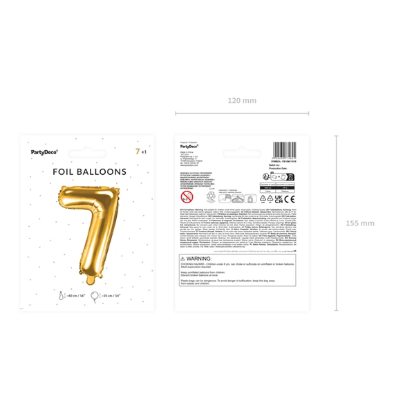 Lufi 7-es szám fólia 35 cm arany