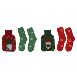 Melegvizes palack zokni szett, mintás 17x28x4 cm 2 féle S/2