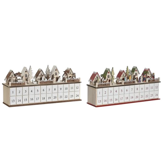 Naptár adventi LED-es 45x11x23 cm 2 féle