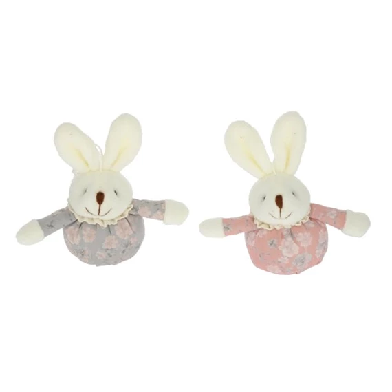 Nyúl virágmintás ruhában, akasztós 8 cm 2 féle