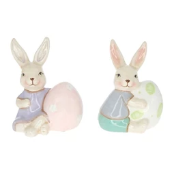 Nyúl fiú, lány tojással ülő 8x6x10 7,5x6,2x10 cm 2 féle