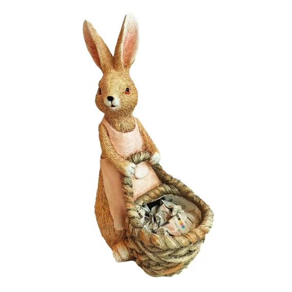 Nyúl kötényben, kosárral 27,5x17,4x45,4 cm