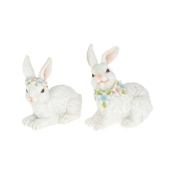 Nyúl virágkoszorúval fekvő 9,5x5,5x10,2 cm 2 féle