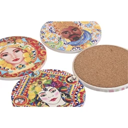 Poháralátét arc mintás 10,8x10,8x0,7 cm 4 féle