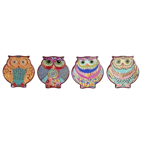 Poháralátét bagoly 10,8x10,8x0,7 cm 4 féle