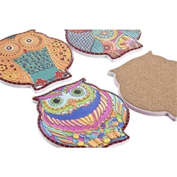 Poháralátét bagoly 10,8x10,8x0,7 cm 4 féle