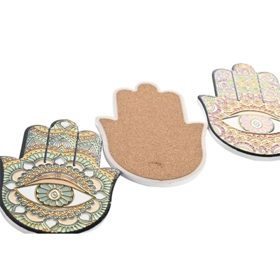 Poháralátét hamsa kéz 11x11x0,5 cm 4 féle