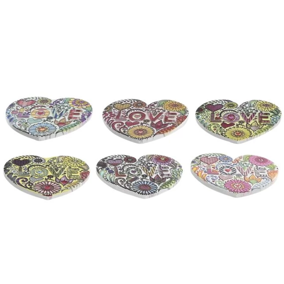 Poháralátét szív 11x11x0,5 cm 6 féle