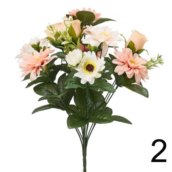 Selyemvirág csokor rózsa, dália 41 cm 3féle