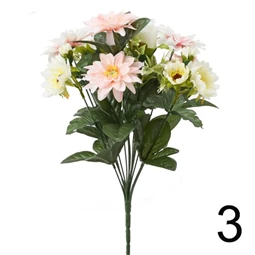 Selyemvirág csokor rózsa, dália 41 cm 3féle