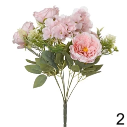 Selyemvirág csokor rózsa, hortenzia 44 cm 3féle