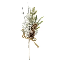 Selyemvirág fenyőág tobozzal, bogyóval 34 cm
