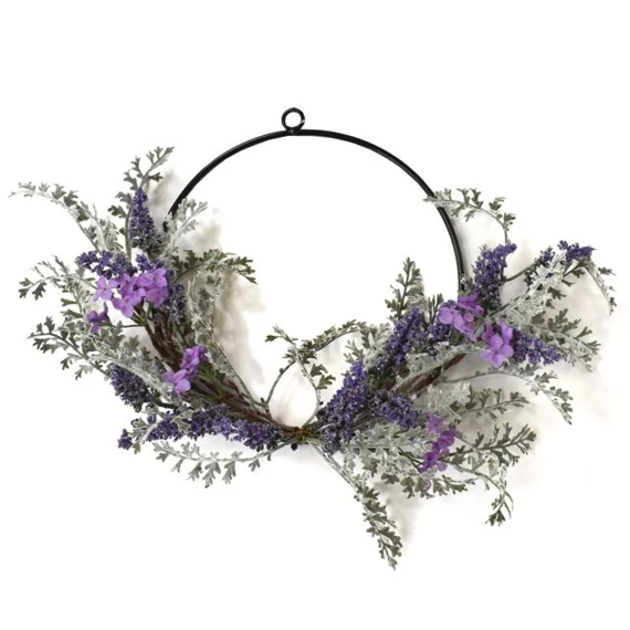Selyemvirág Levendulás koszorú 46x36x12 cm