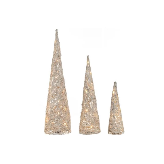 Stilizált fenyő szett LED-es 20x20x80 cm S/3