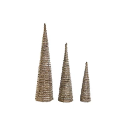 Stilizált fenyő szett LED-es 20x20x80 cm S/3