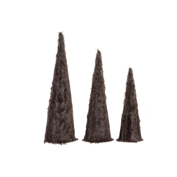 Stilizált fenyő szett szőrös 16x16x60 cm S/3