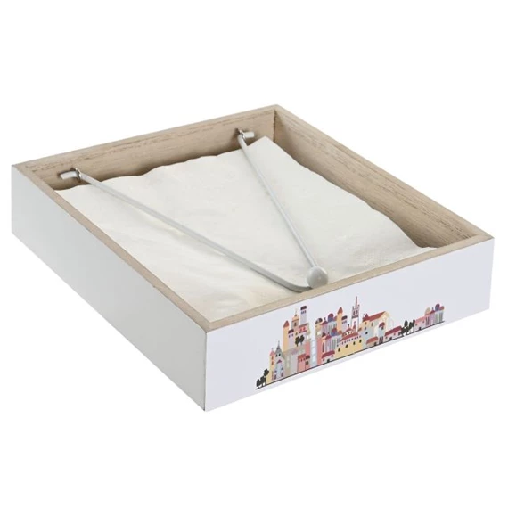 Szalvétatartó házakkal 18x18x4 cm 2 féle