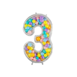 Számkeret 3-as latex lufikhoz 126 cm ezüst