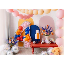 Számkeret 4-es latex lufikhoz 126 cm ezüst